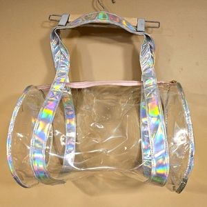 PVC HOLOGRAPHIC AND PINK CLEAR DUFFEL BAG